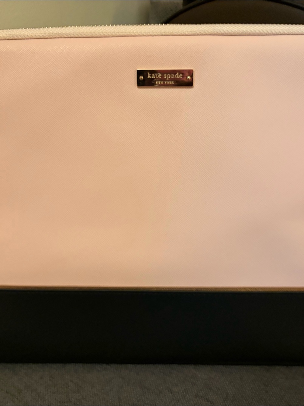 kate spade Pink and Black Tote with Gold Logo Plaque